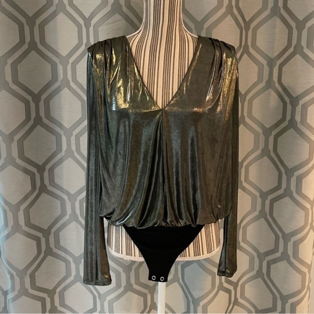 Express Long Sleeve Liquid Metallic Bodysuit